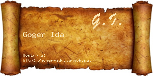 Goger Ida névjegykártya